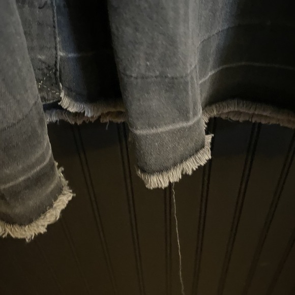 Free People Dress Raw-Edge Maxi Shirt Gray Cotton Button Down Long Sz S pockets - Picture 9 of 16